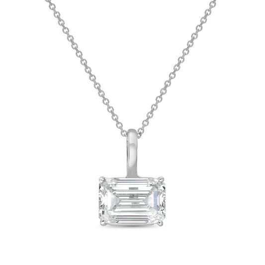 Diana M Jewels - 5.00 Ct East–west Emerald-cut Lab-grown Diamond Solid Bail Pendant Necklace