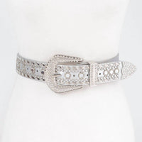 3Am By H&D Accessories - Women's Rhinestone & Metal Studded Elastic Belt
