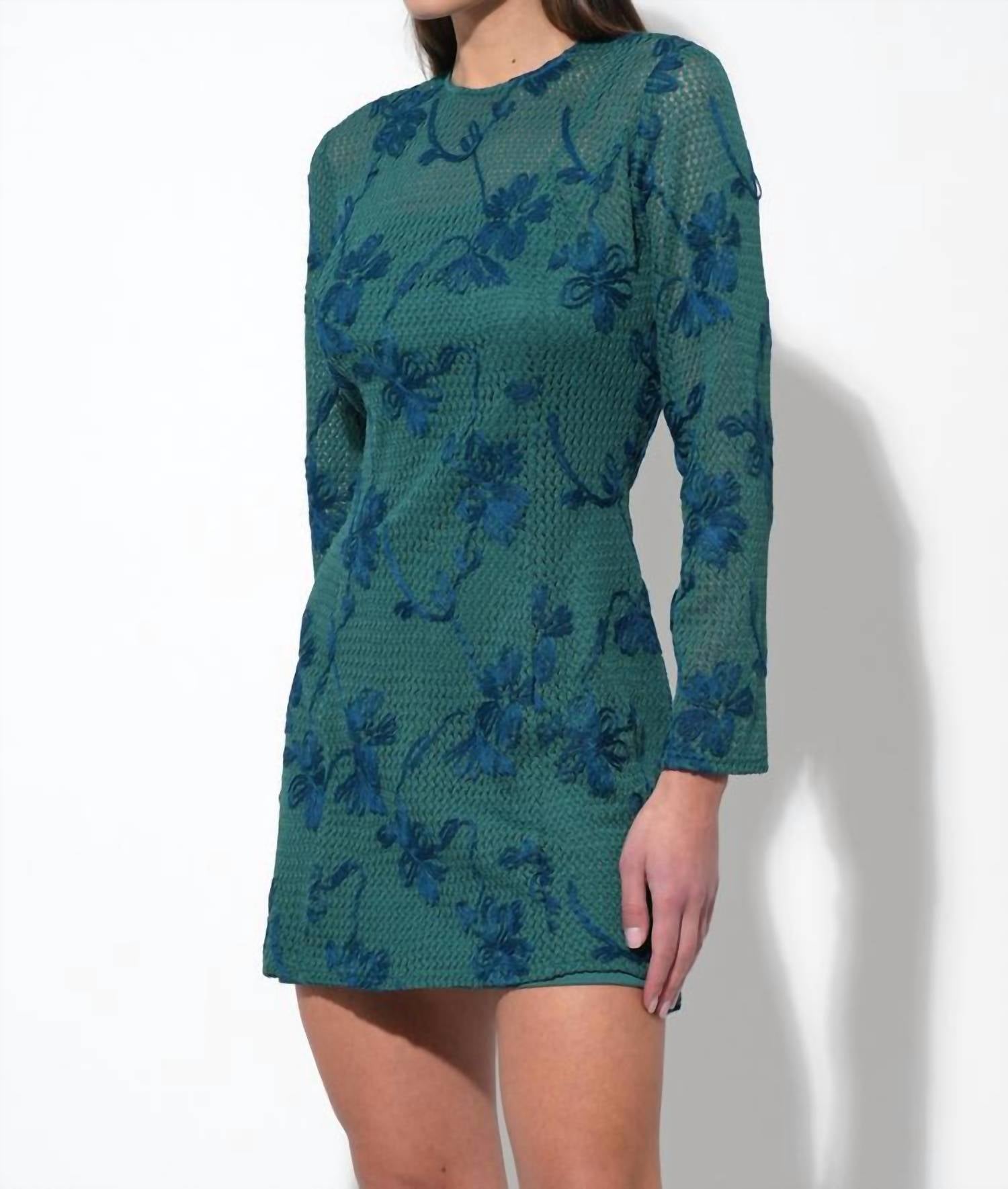 adelyn rae Cheryl Crochet Lace Mini Dress in emerald green - women's dress - alternate view