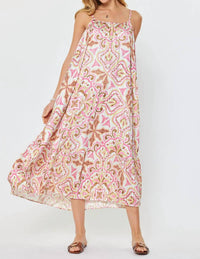 Nyland - Laila Printed Pleated Tiered Midi Dress