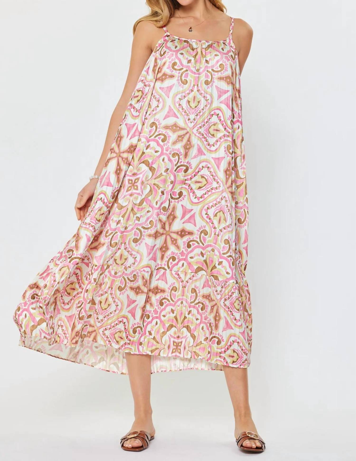 Nyland - Laila Printed Pleated Tiered Midi Dress