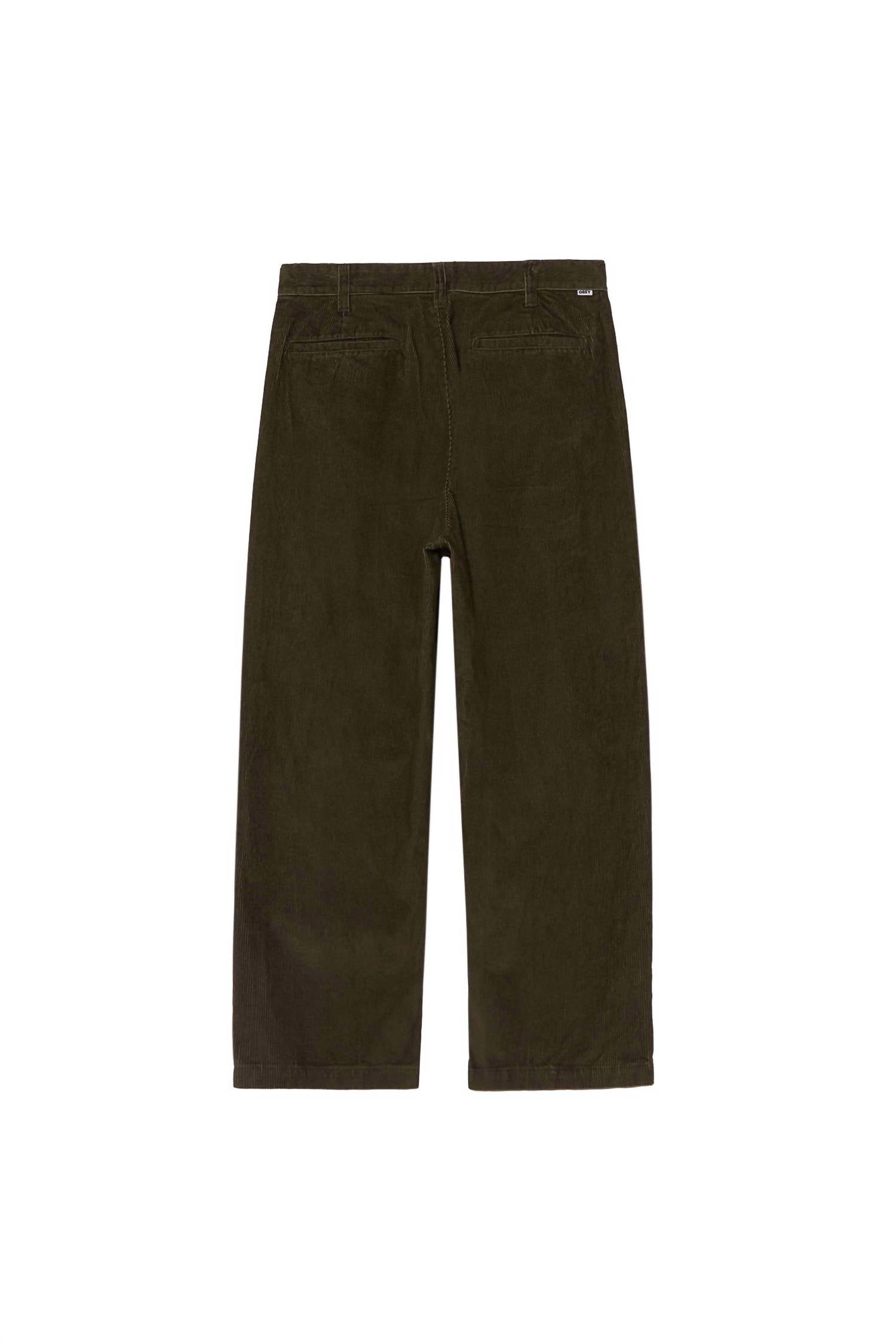 Obey Clothing Men's Dean Faded Wash Cord Pants in black olive - men's pants - detail view