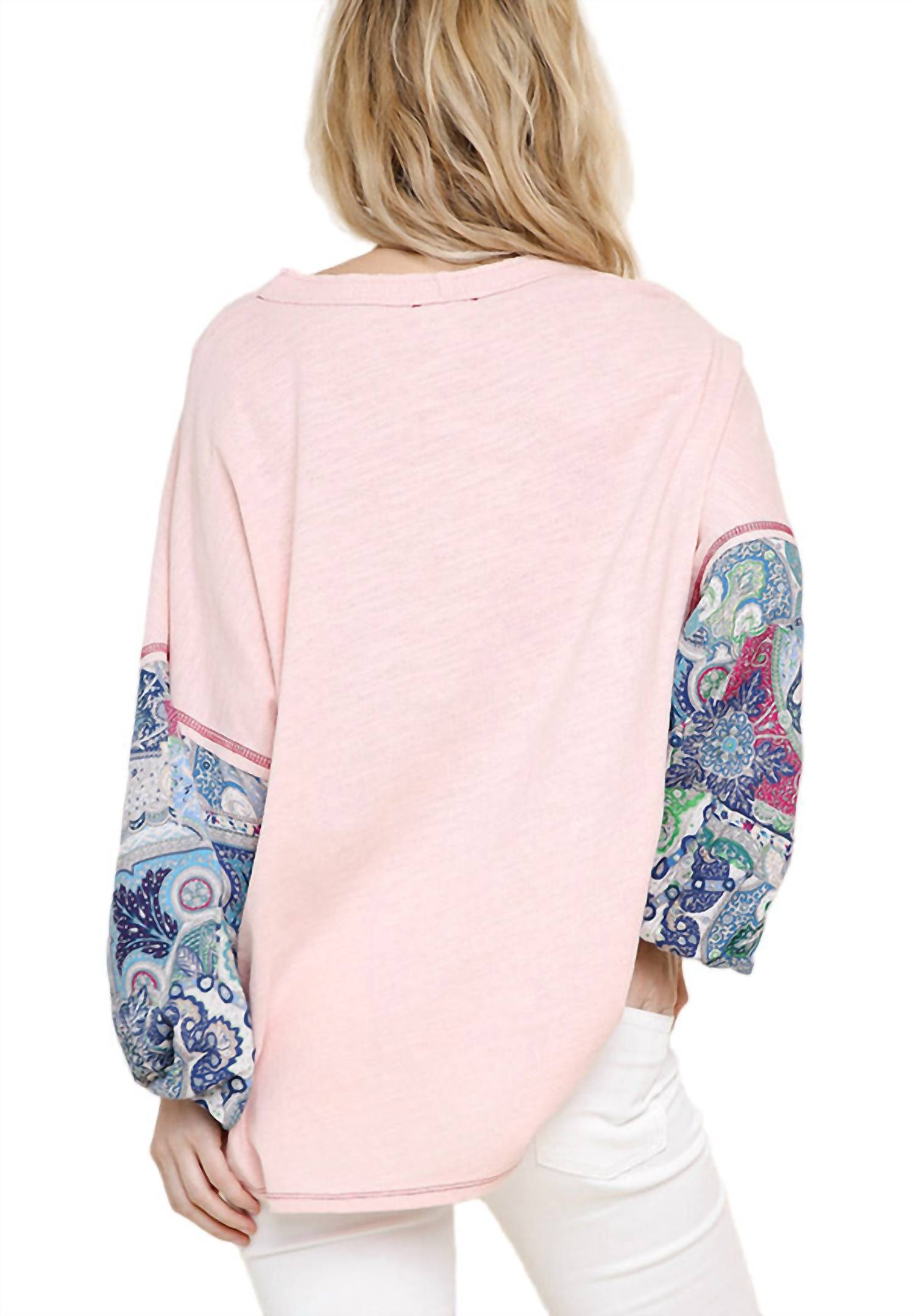 Umgee - Paisley Puff Sleeve Knotted Top