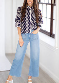 Sincerely Ours - Polka Dot Pattern 3/4 Sleeve Top
