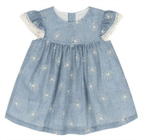 Mayoral - Girl's Two Piece Denim Dress With Embroidered Flowers