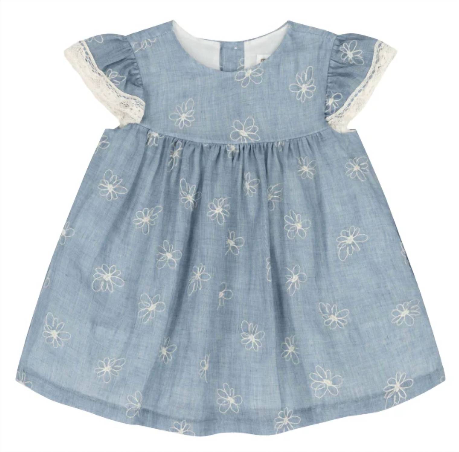 Mayoral - Girl's Two Piece Denim Dress With Embroidered Flowers