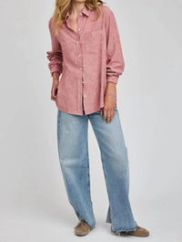 Gentle Fawn Dominique Button-down Shirt in red stripe - women's long sleeve top