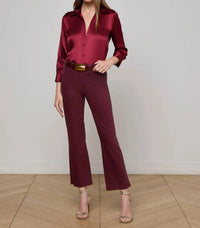 L'Agence - Kendra Coated Cropped Flare Pants
