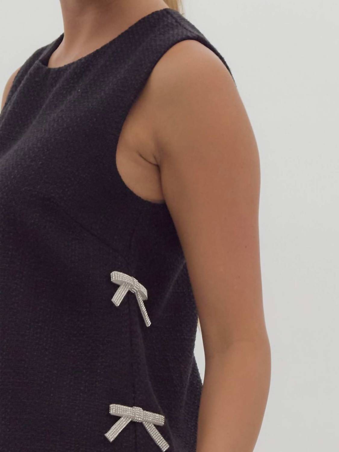 Entro - Textured Embellished Bow Mini Dress