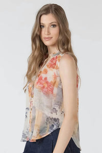 Dex Flowy Button Front Blouse in flower patch - women's blouse - alternate view