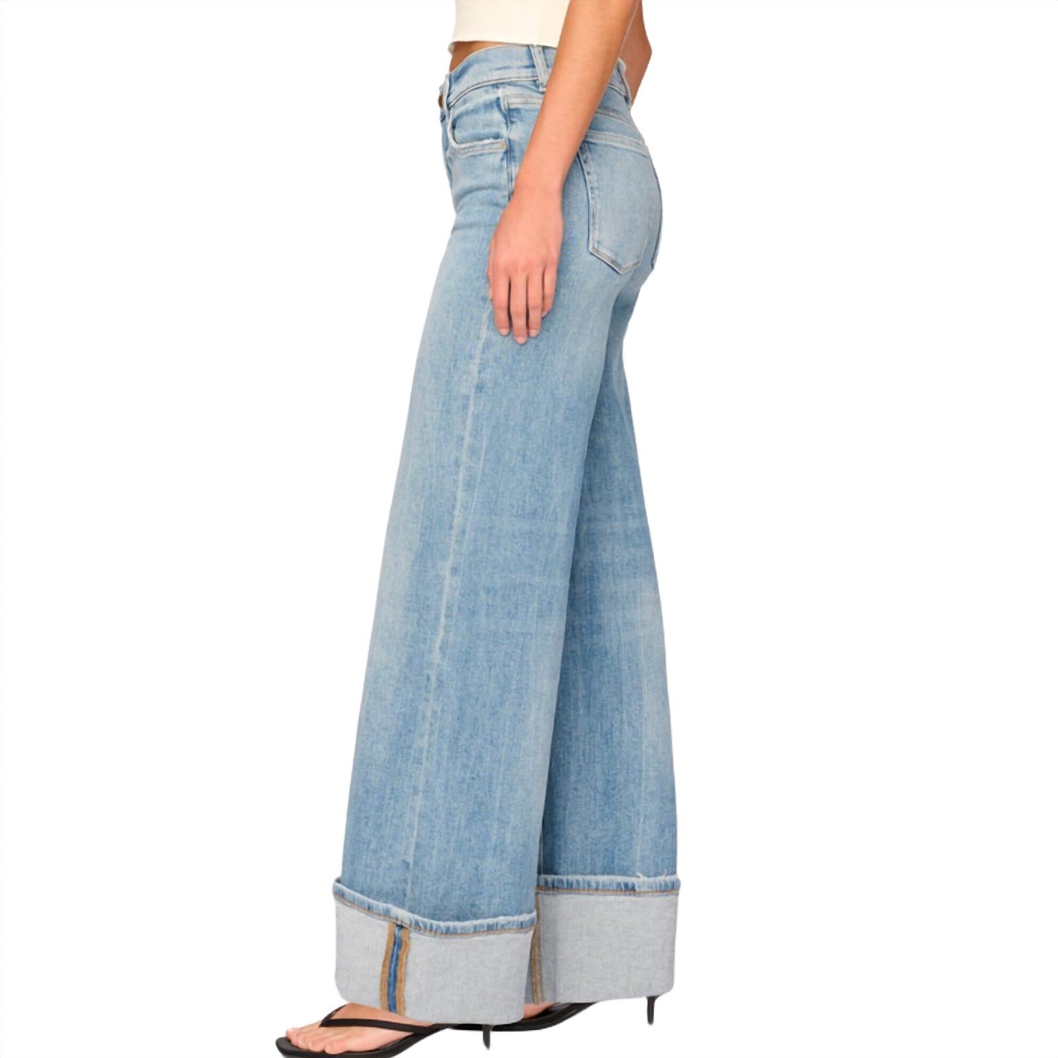 DL1961 - Women's Women's Hepburn Wide Leg Low Rise Jeans in ravello cuffed - women's jeans - alternate view