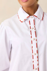 Prosperina Vivian Contrast Trim Top in white - women's shirt - view 4