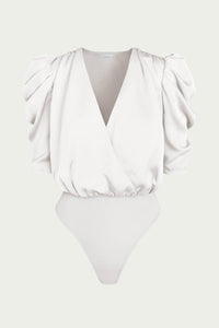 LILA WRAP-EFFECT SATEEN BODYSUIT