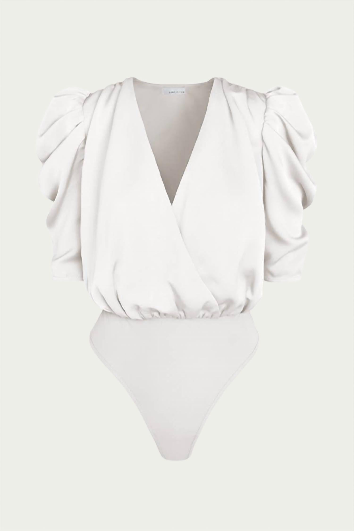 LILA WRAP-EFFECT SATEEN BODYSUIT