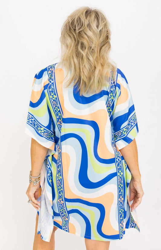 Jade - Waverly Border Half-sleeves Cover-up Dress