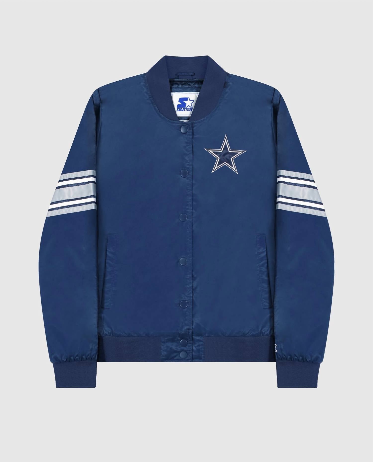 Starter - Womens Dallas Cowboys Snap Front Striped Sleeve Jacket