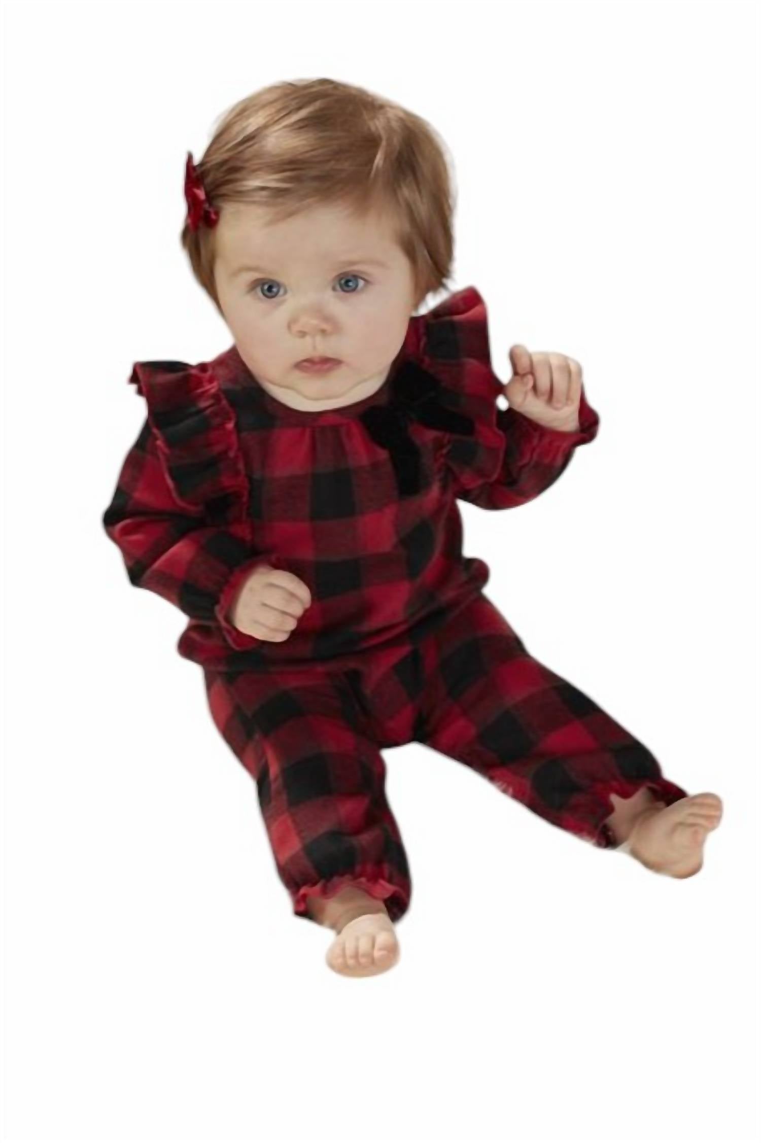 Mudpie - Baby Buffalo Check Flannel One-Piece