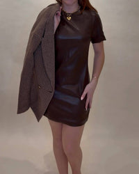 Mod Ref - Edgy Faux Leather Mini Dress
