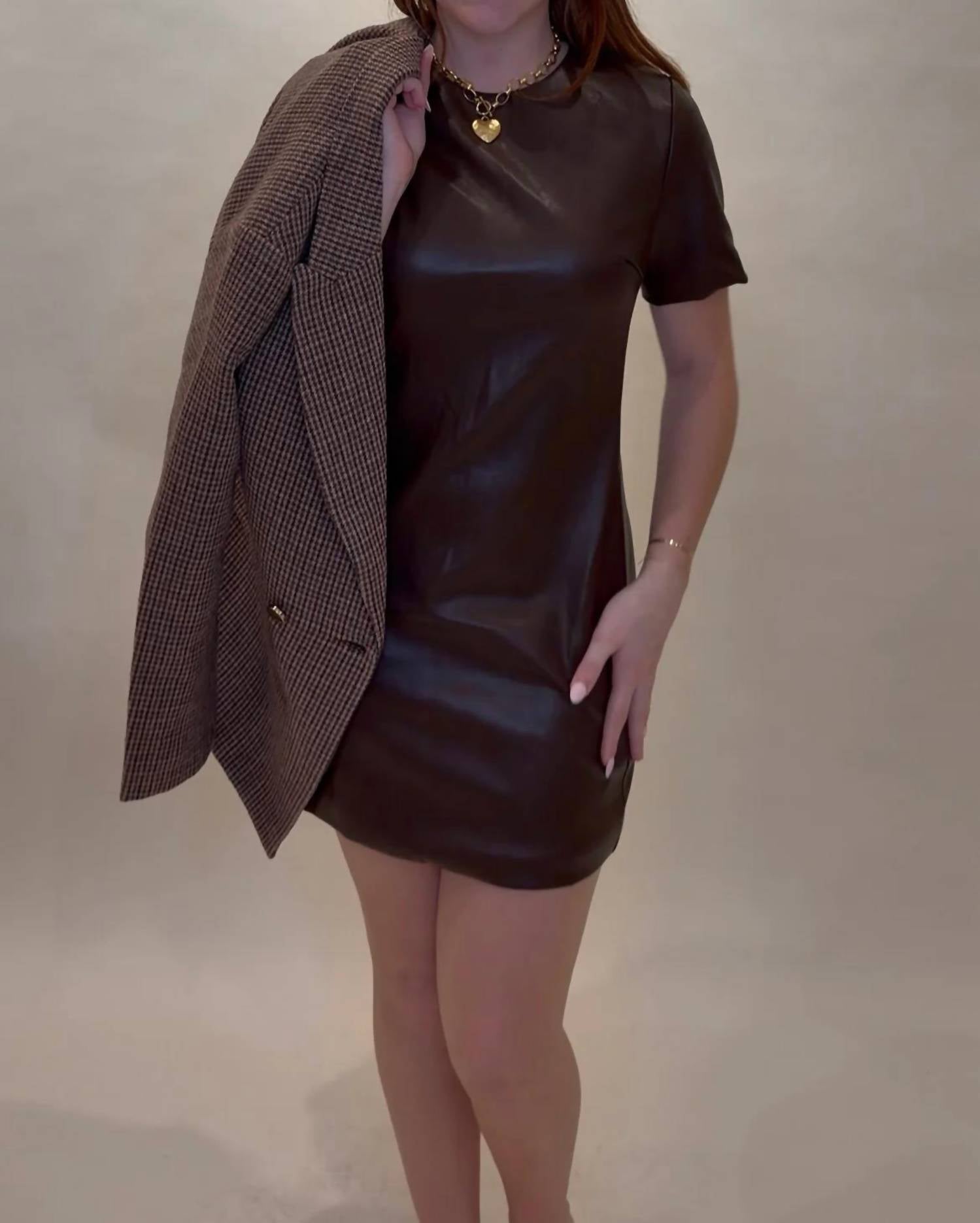 Mod Ref - Edgy Faux Leather Mini Dress