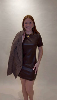Mod Ref - Edgy Faux Leather Mini Dress