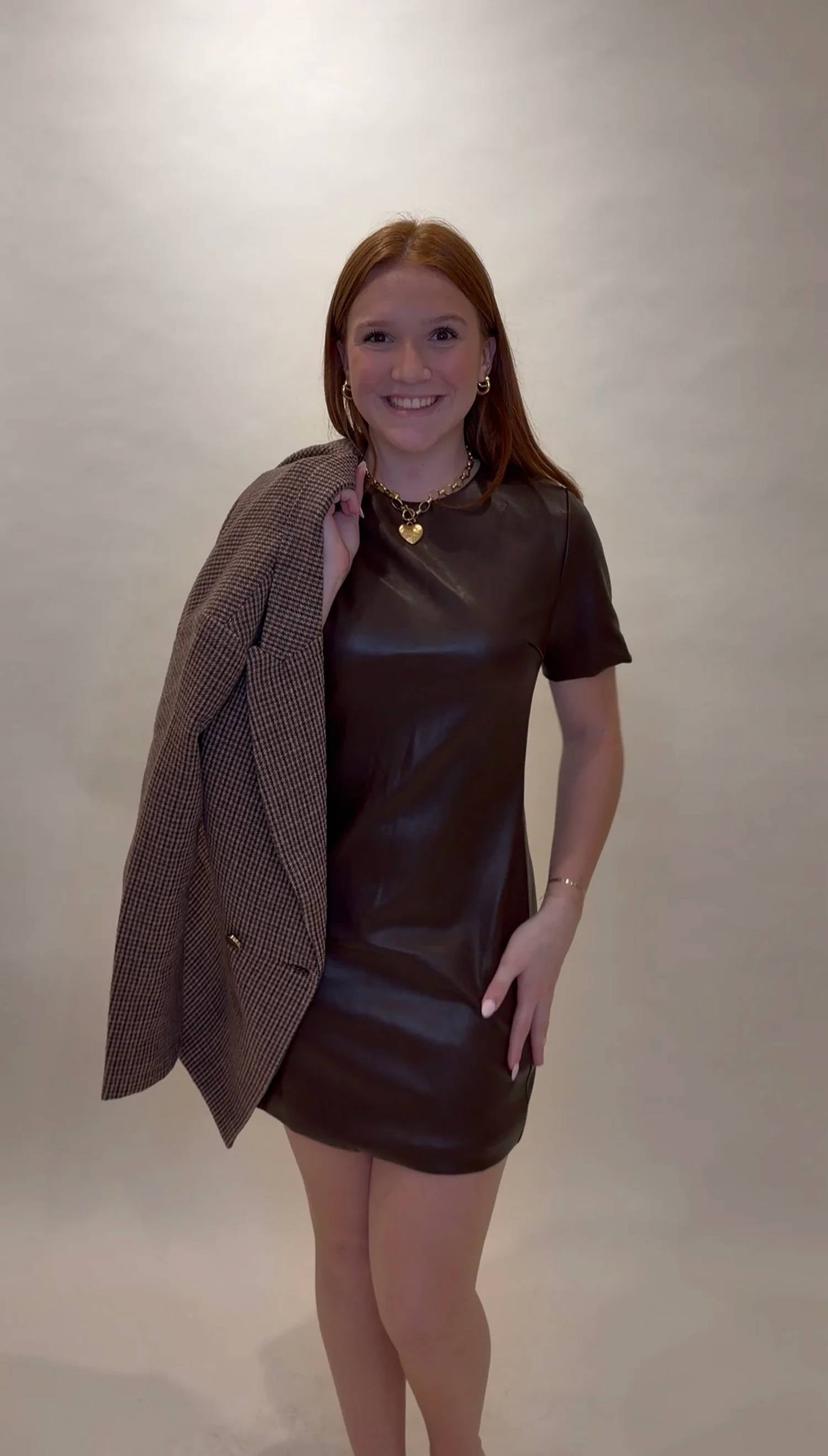 Mod Ref - Edgy Faux Leather Mini Dress