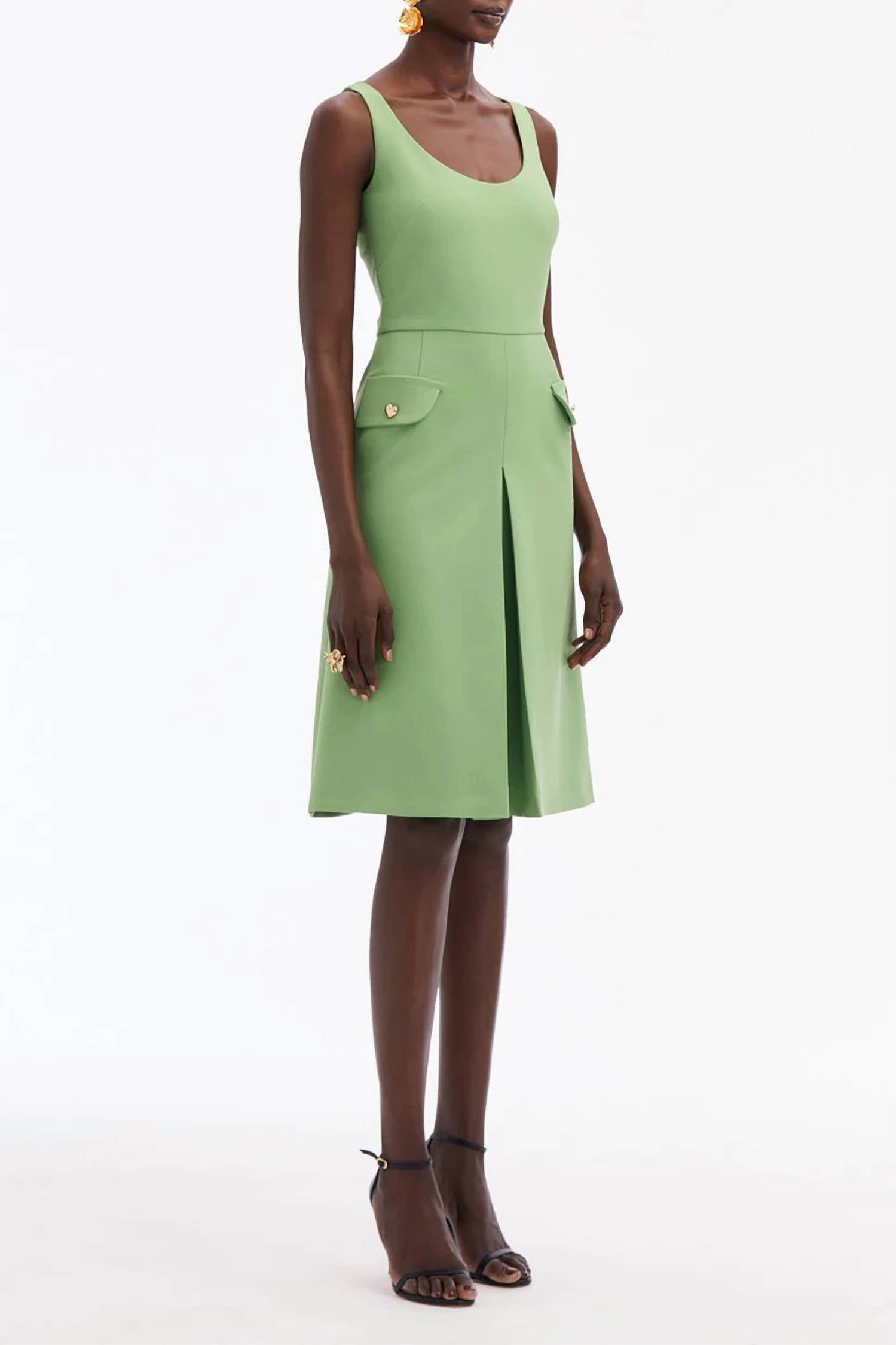 Oscar De La Renta - Sleeveless Inverted Button Dress