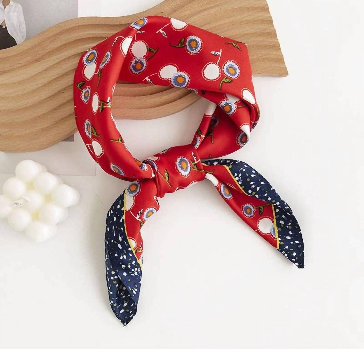 Funkyrel - Women's Dandelion Print Ruffle Scarf And Head Wrap