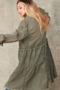 Sugarfox - Cotton Button Down Tiered Jacket - Plus