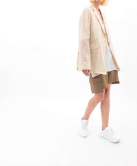 ELAINE KIM Verve Sheer Raime Boyfriend Blazer in clay - women's jacket - alternate view
