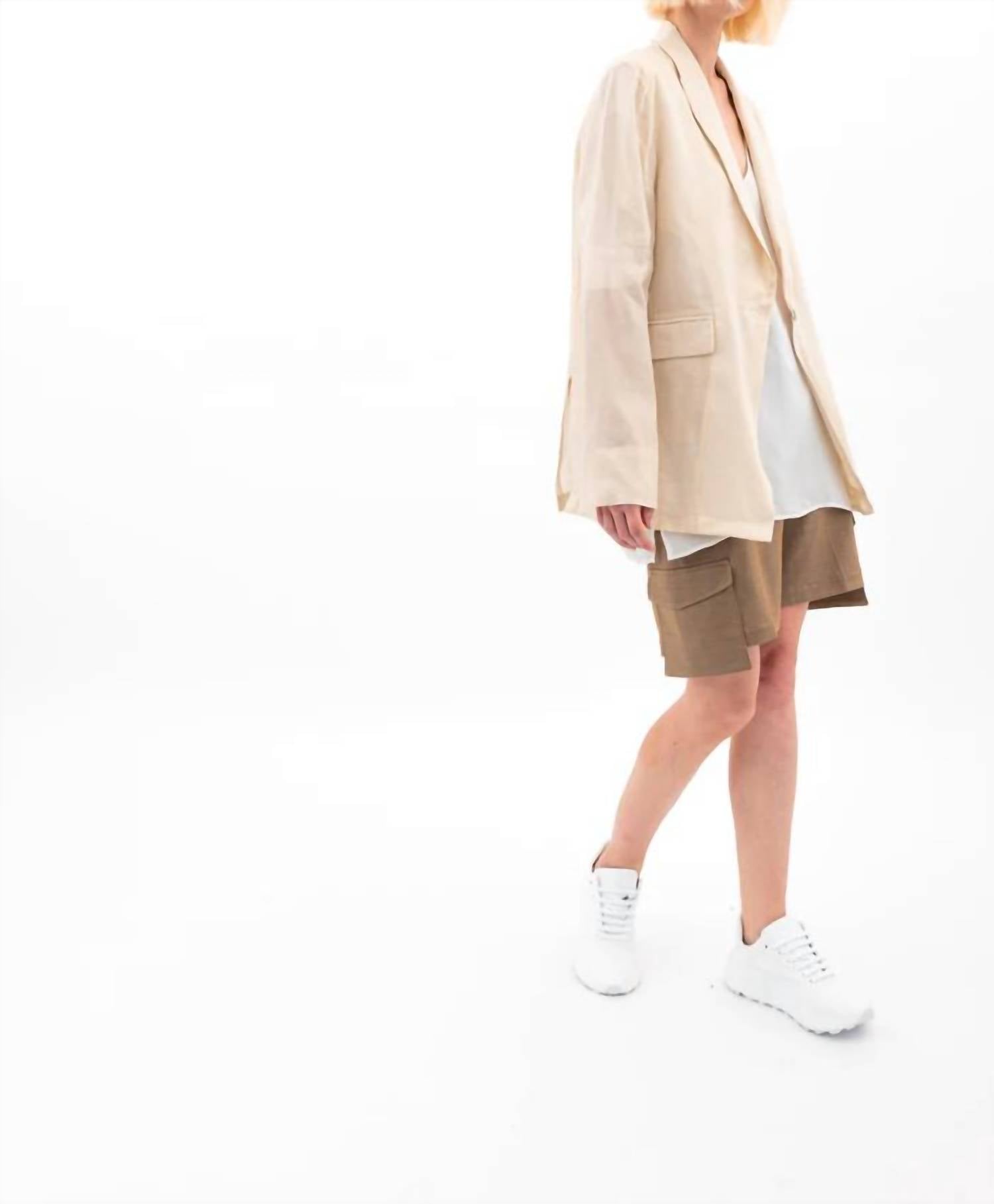 ELAINE KIM Verve Sheer Raime Boyfriend Blazer in clay - women's jacket - alternate view