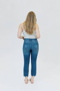 1822 Denim Ace 25" Crop Capri Scalloped & Frayed Hem Jeans in blue - women's jeans - view 6