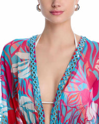 Ramy Brook Marisa Floral Cover-up Dress in floral flame multi - women's swimwear - detail view