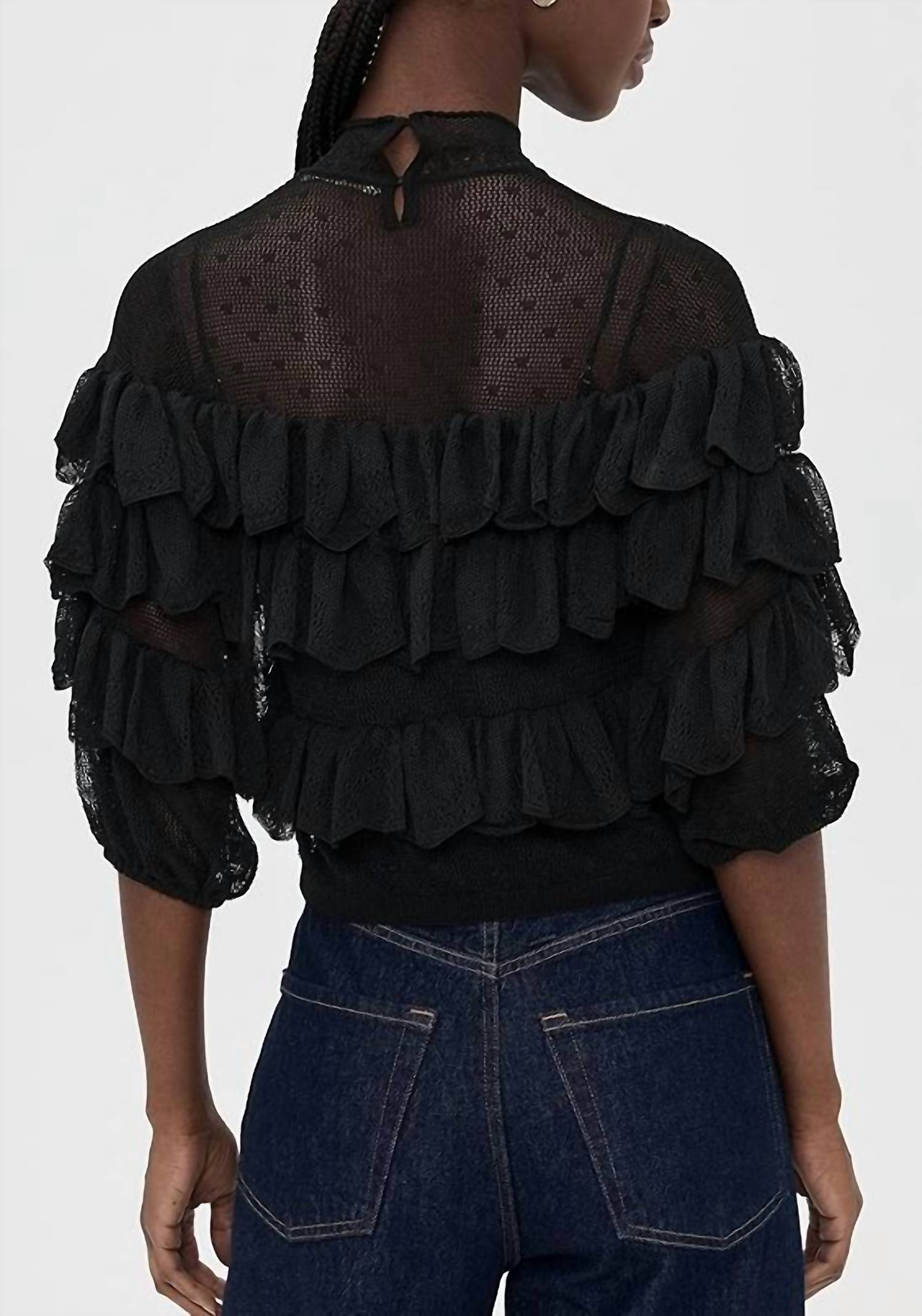 Ulla Johnson - Corinna Mock Neck Tiered Ruffle Top