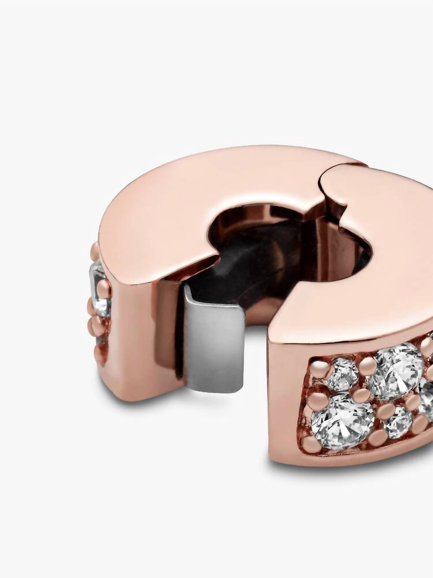 Pandora - Clear Pavé Clip Charm 14k rose gold plating-charm only