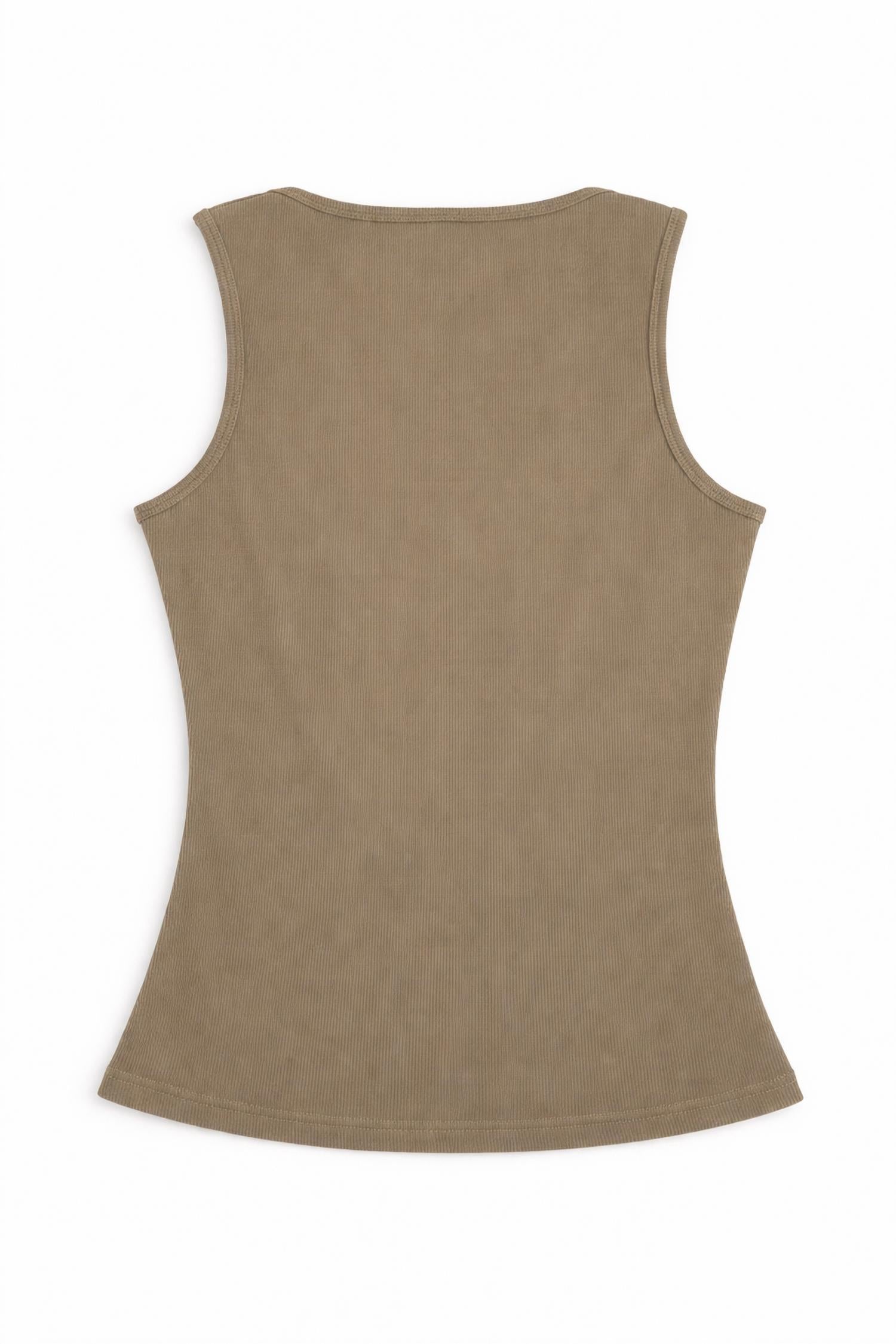 Pretty Garbage Buckle Tank Top in khaki - women's tank top - alternate view
