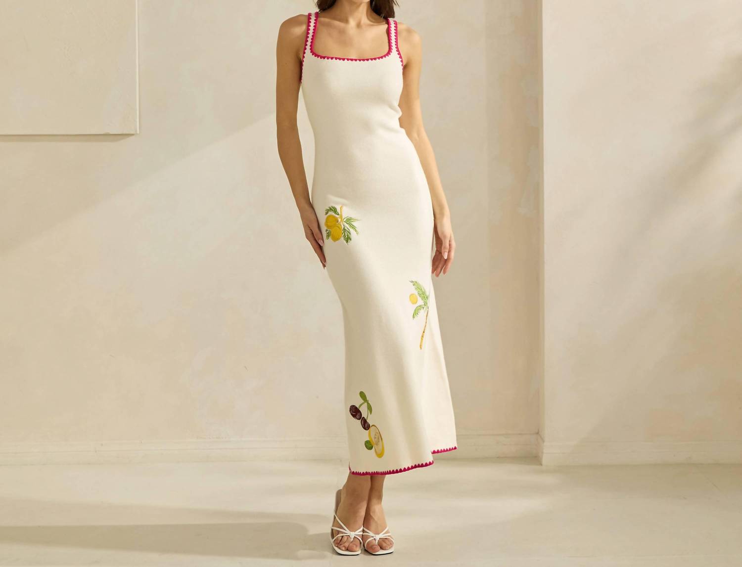 Able - Lemon Embroidered Sweater Dress