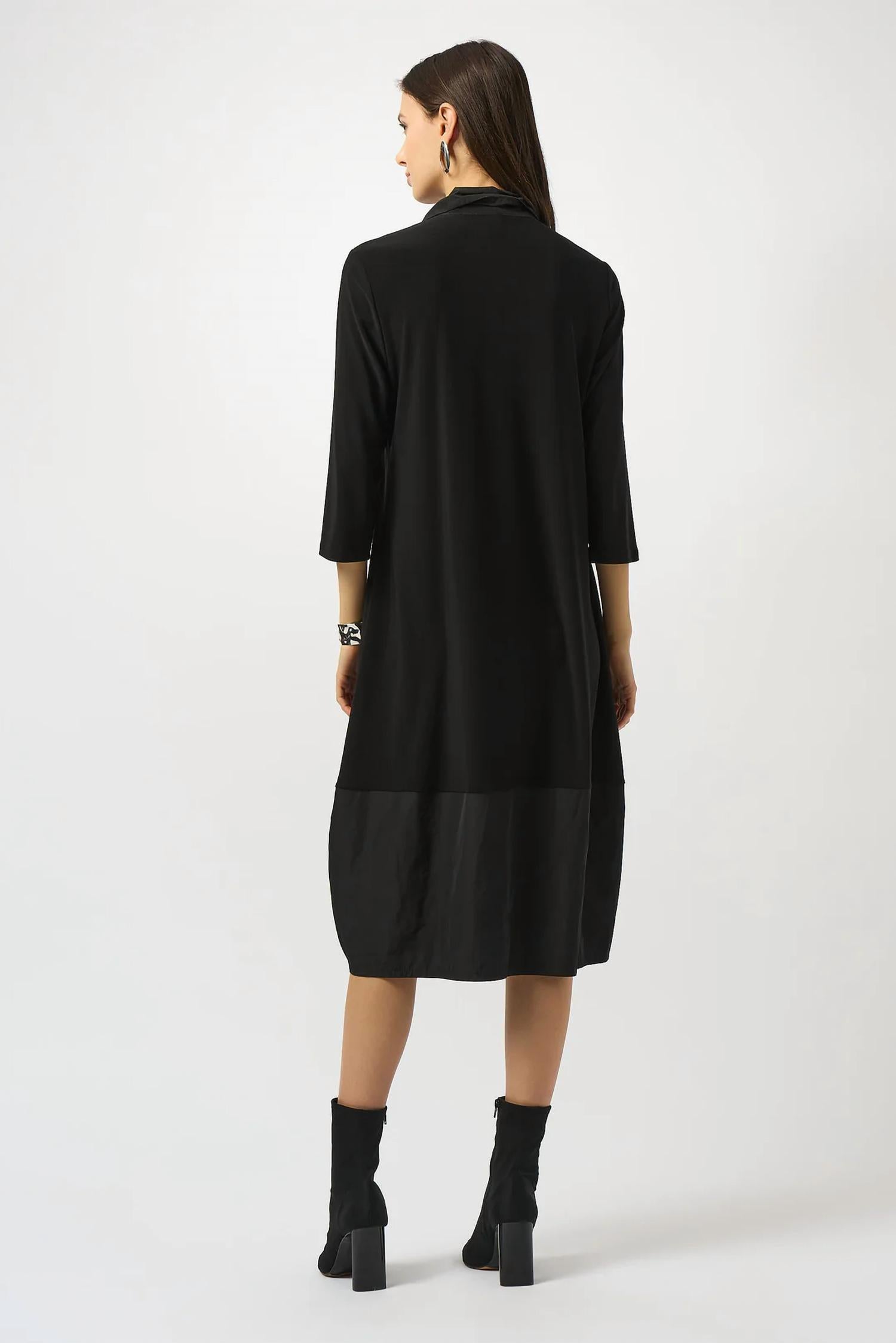 Joseph Ribkoff - Zipped Collar 3/4 Sleeves Cocoon Dress