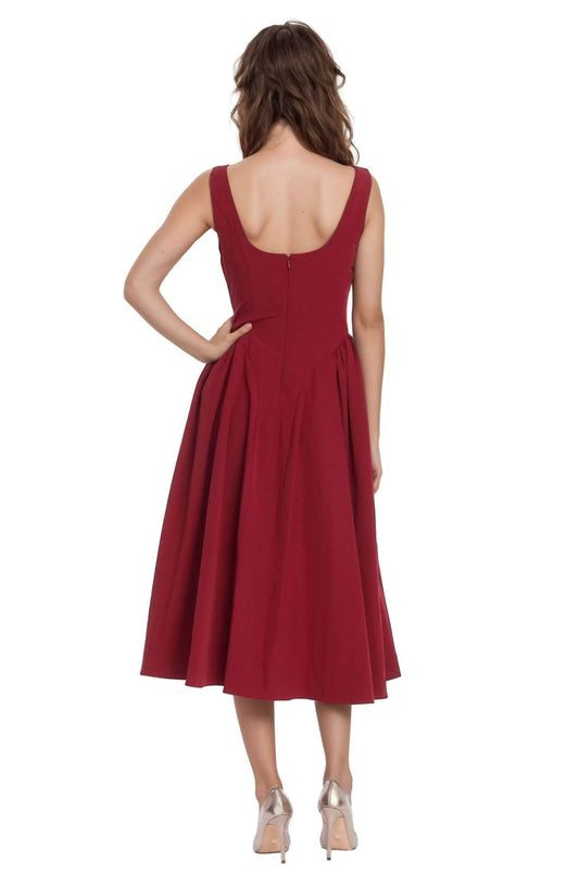 Badgley Mischka - KIRSTEN SLEEVELESS BOATNECK A-LINE MIDI DRESS