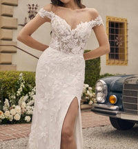 Casablanca Augustine Glamourous Off-the-shoulder Wedding Dress in ivory nude ivory - women's dress - alternate view