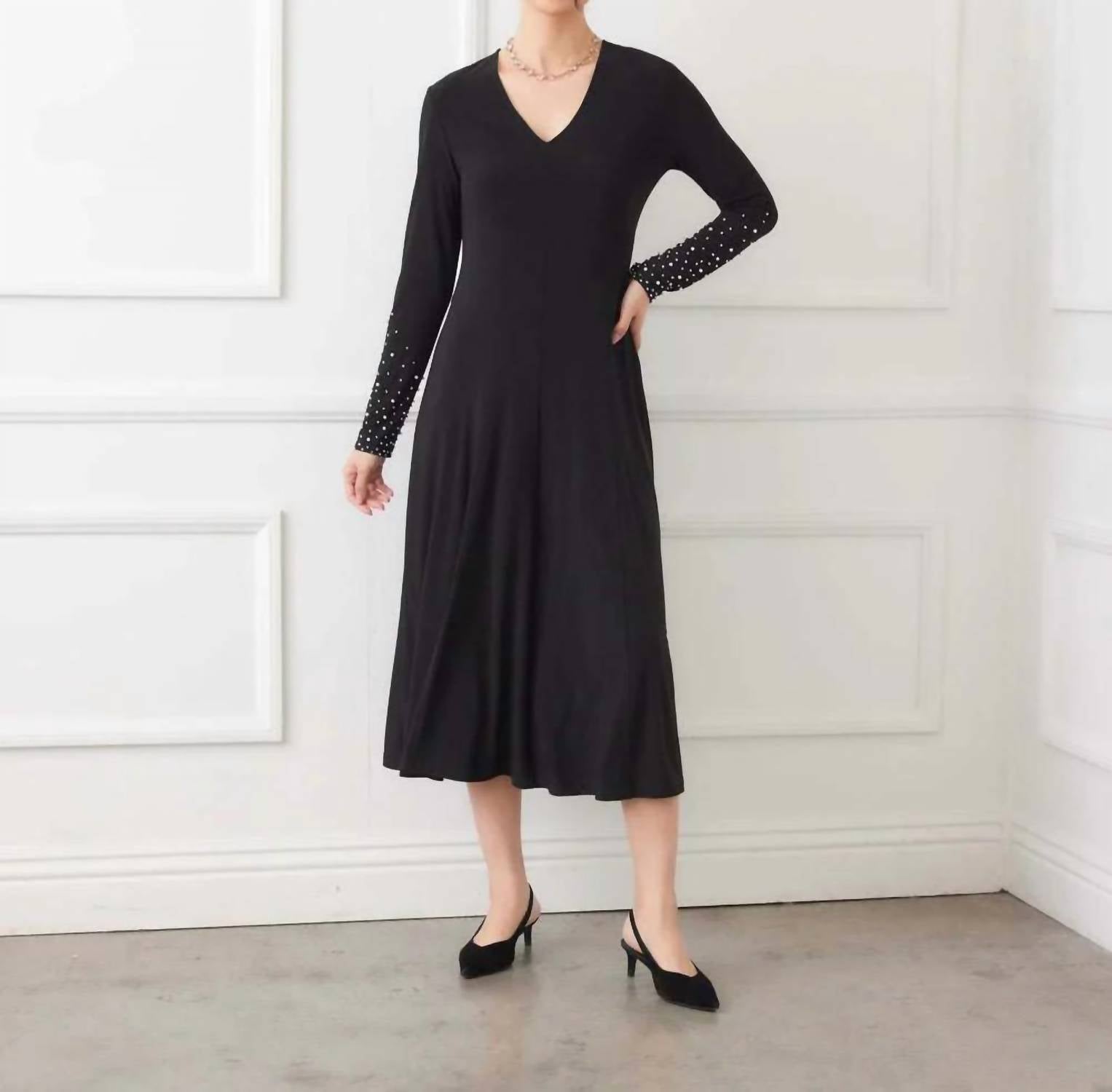 Karen Kane - Kate Beaded Sleeve Midi Travel Dress