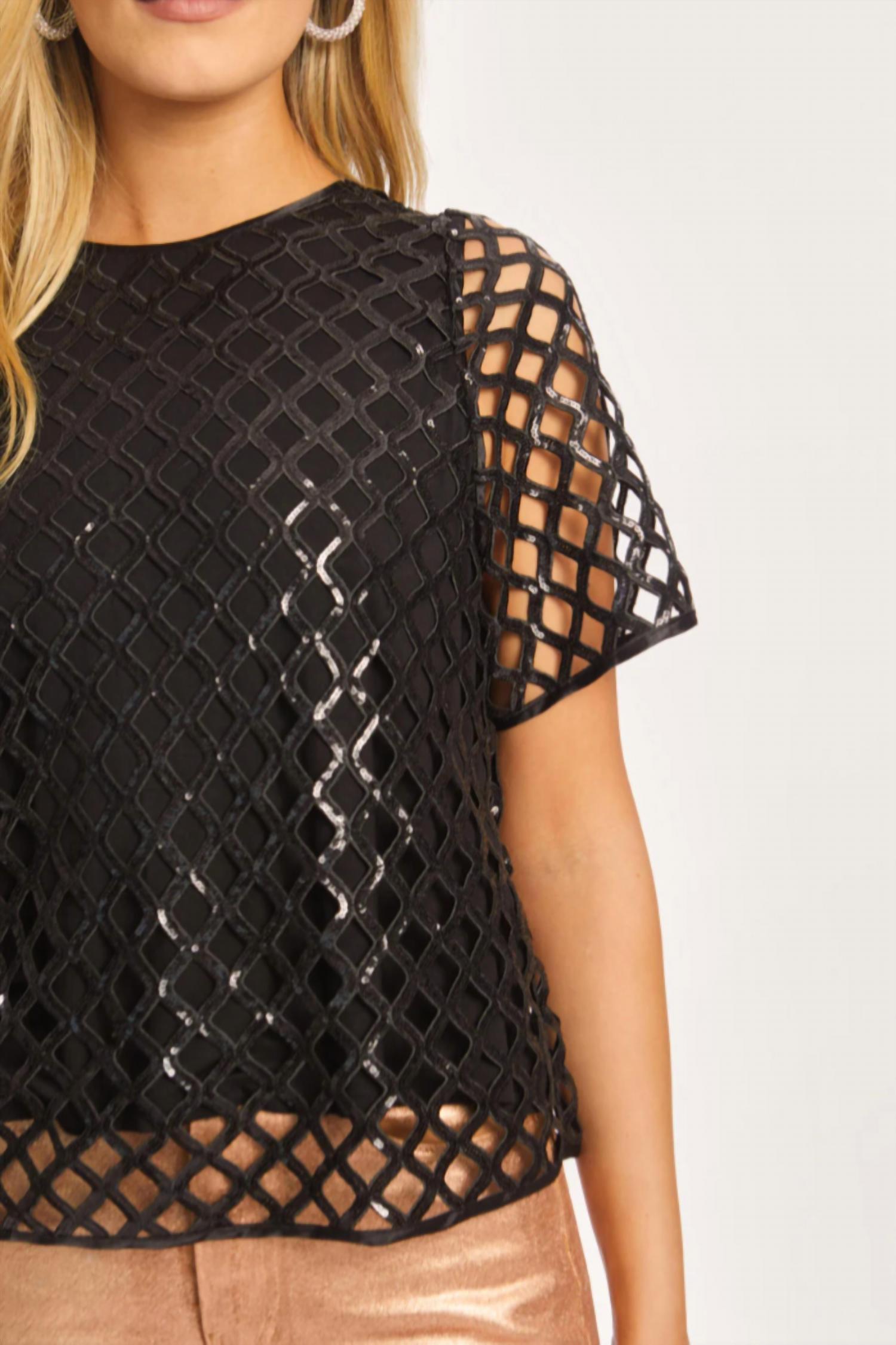 Caballero - Carmen Black Openwork Sequin Top