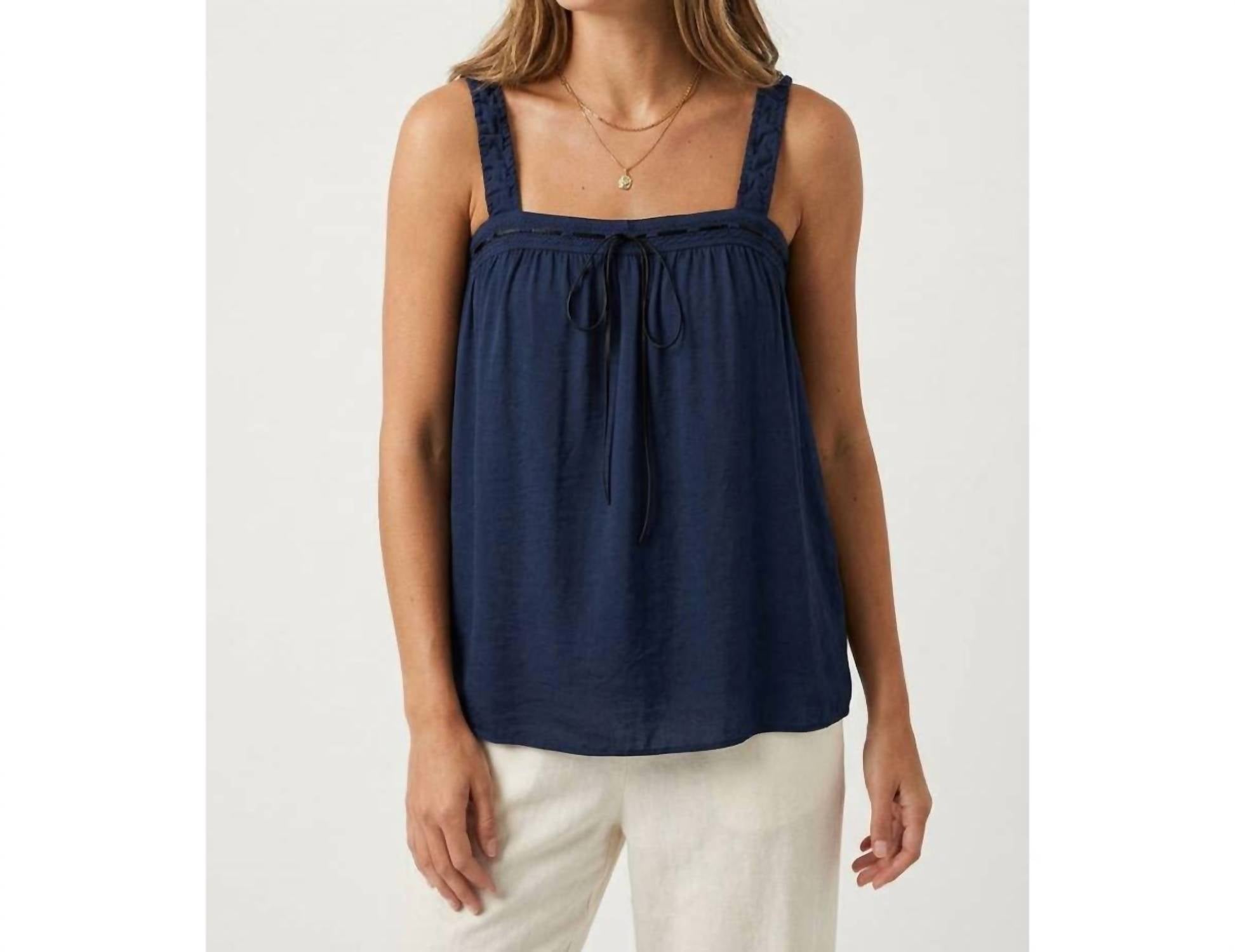 Naked Zebra - Contrast Stitch Tie Front Top