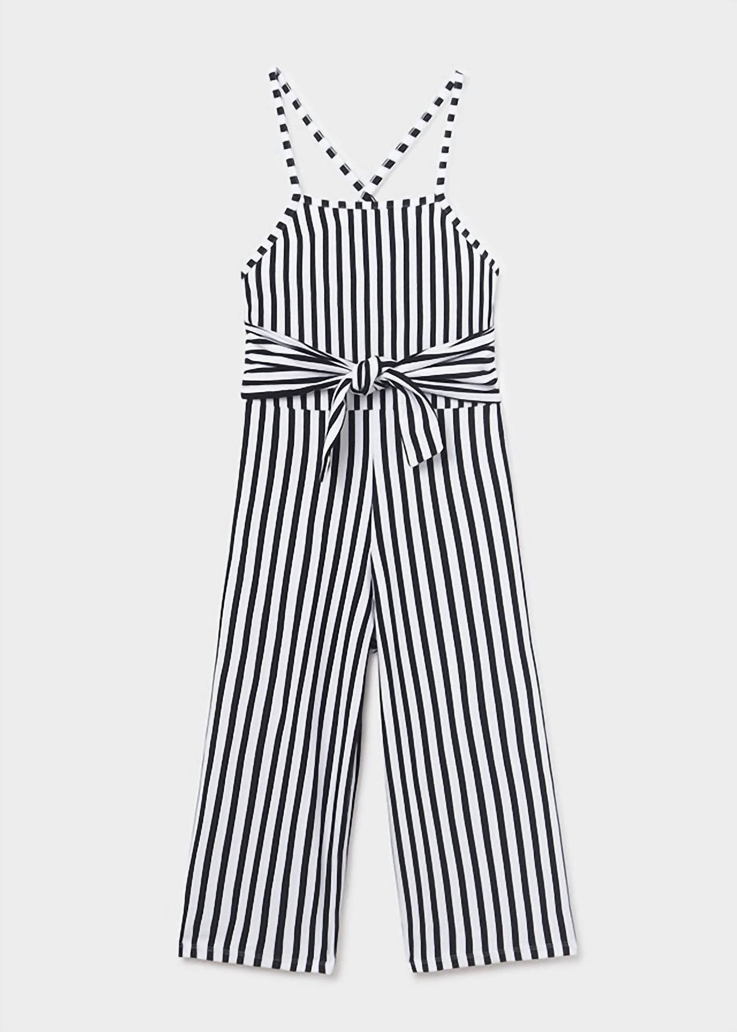 Mayoral - Kids Stripes Tie Waist Jumpsuit