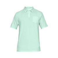 UNDER ARMOUR Men's Charged Cotton Scramble Golf Polo Shirt Top in aqua foam - men's shirt