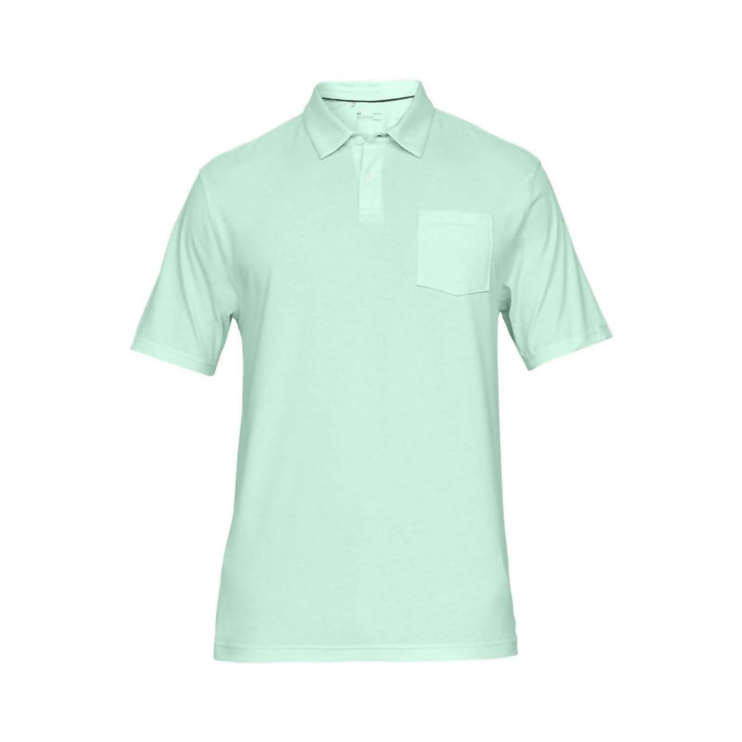UNDER ARMOUR Men's Charged Cotton Scramble Golf Polo Shirt Top in aqua foam - men's shirt