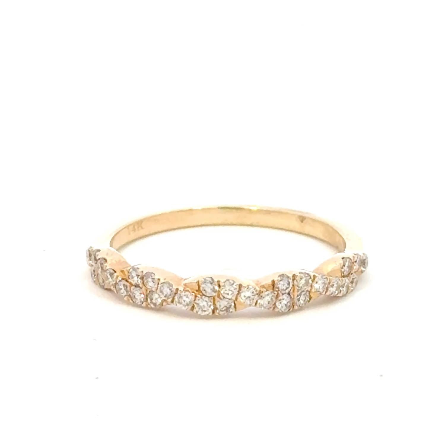 Aamiaa - 0.25 Carat Natural Diamond Cluster Twist Band Ring