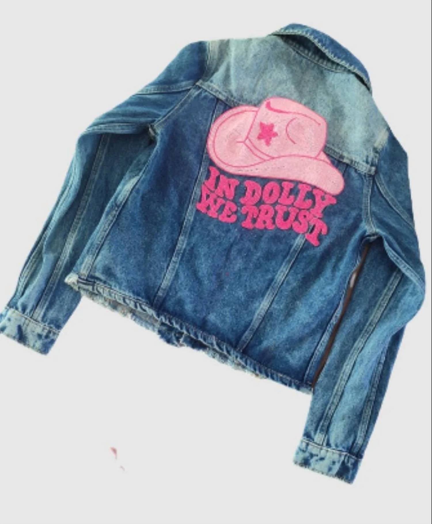Tiana Designs - In Dolly We Trust Cropped Denim Jacket