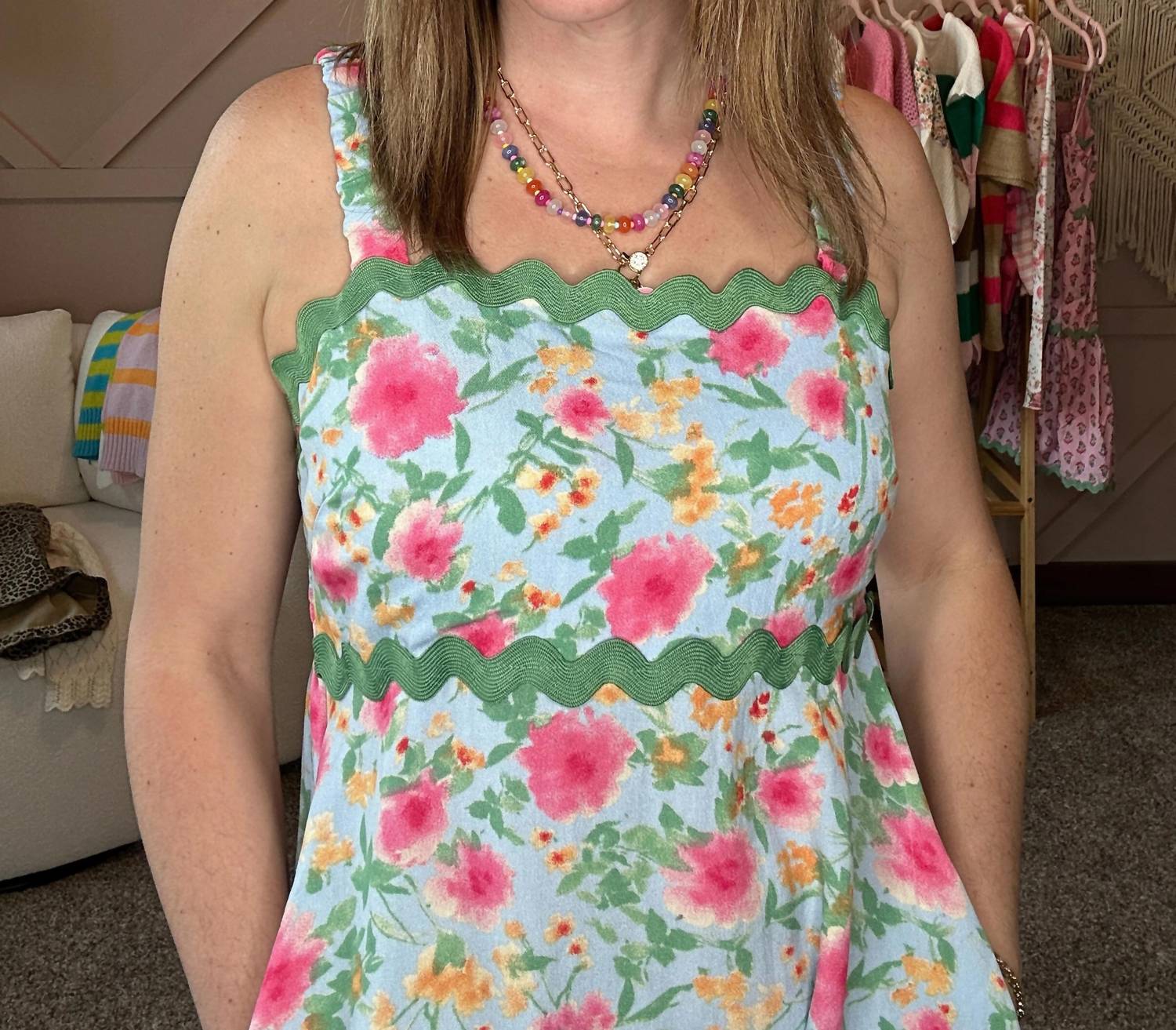 Easel - Rayon Ric Rack Midi Dress