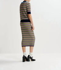 ESSENTIEL ANTWERP Himpact Striped Skirt in off white multi - women's skirt - detail view