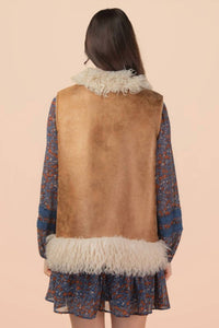Very J - Trail Boho Suede Sherpa Vest